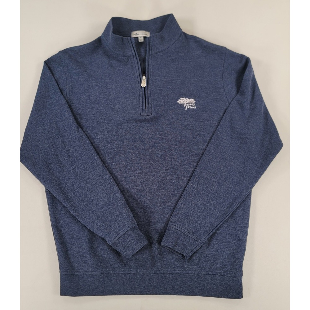 Peter Millar Crown Soft Quarter Zip Pullover Torrey Pines Golf Blue Medium